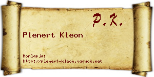 Plenert Kleon névjegykártya